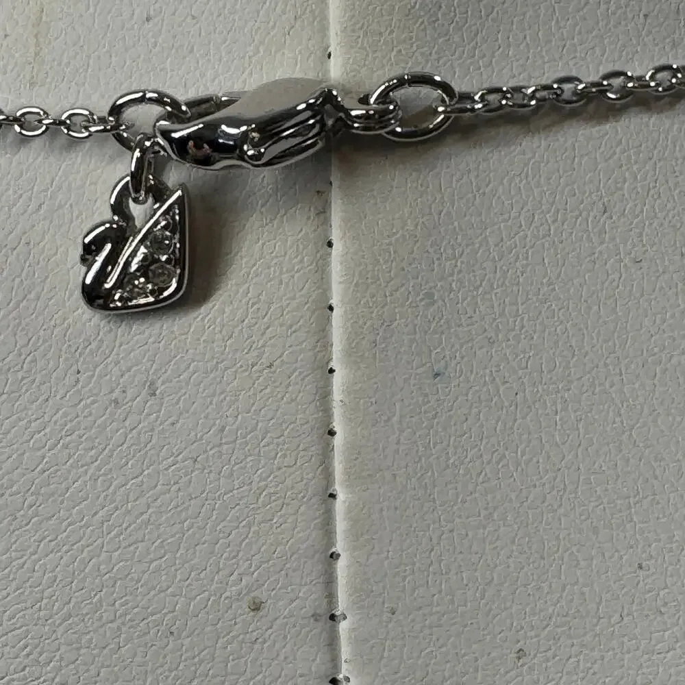 Modern Statement Women's Silver Crystal Studded Teardrop Necklace - Picture 6 of 8